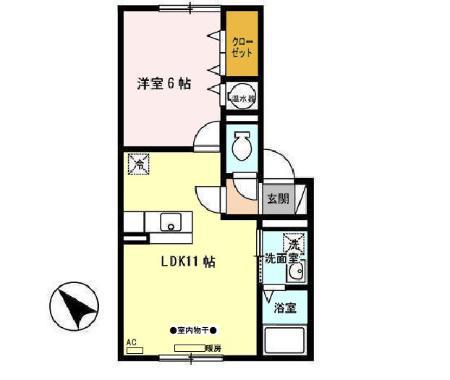 クリア樽川(1LDK/2階)の間取り写真