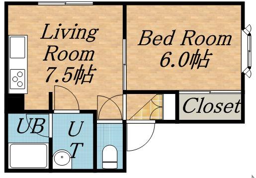 クレスト46(1DK/2階)の間取り写真