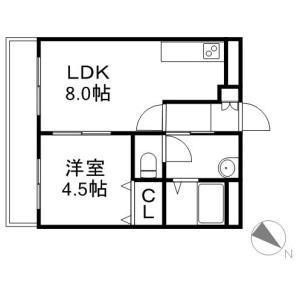 カルフール麻生(1LDK/3階)の間取り写真