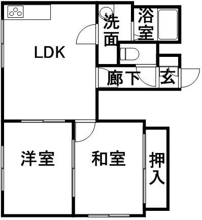 コーポラス東豊(2LDK/4階)の間取り写真