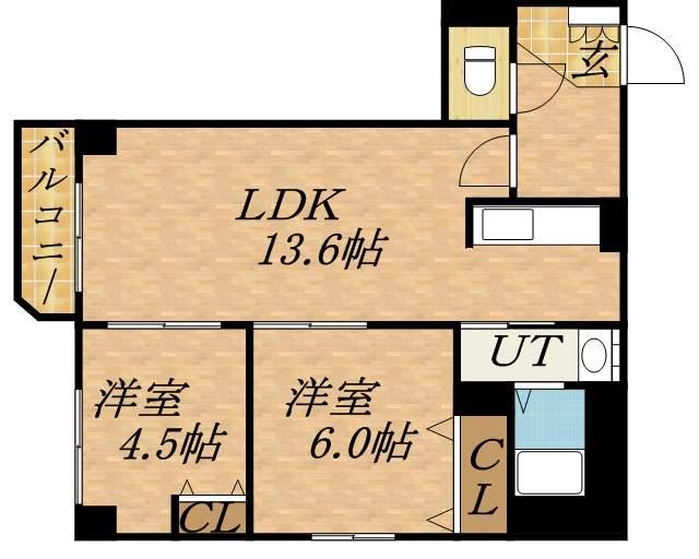 VEST LIFE KAISEI(2LDK/1階)の間取り写真