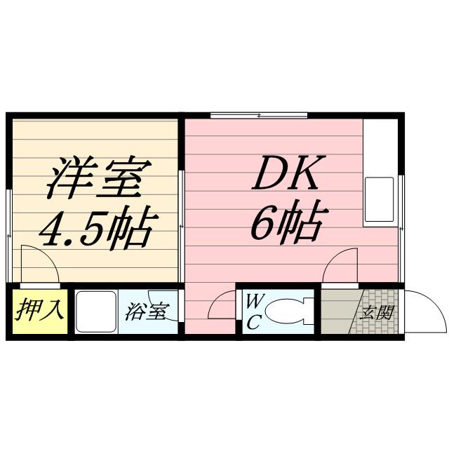 ハイツ旭(1DK/3階)の間取り写真