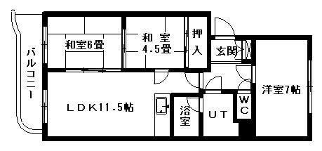 メビウス323(3LDK/1階)の間取り写真