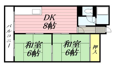 日の丸ハイツ(2DK/4階)の間取り写真