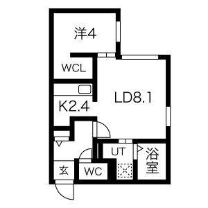 ELM GARDEN Ⅱ(1LDK/4階)の間取り写真