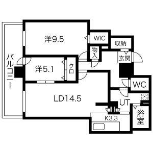 プレミスト札幌ターミナルタワー(2LDK/37階)の間取り写真