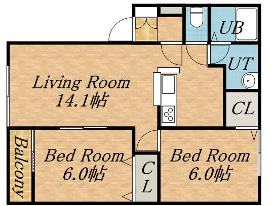 KIハウスN50D棟(2LDK/1階)の間取り写真