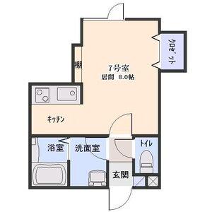 札幌市東豊線 環状通東駅 徒歩9分 3階建 築18年(1K/3階)の間取り写真