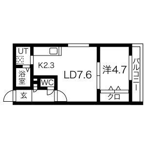 フェリスインフィニートN12(1LDK/2階)の間取り写真