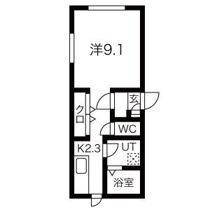 896BLDG(1K/2階)の間取り写真