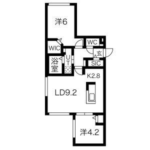 CASA CRES(2LDK/2階)の間取り写真