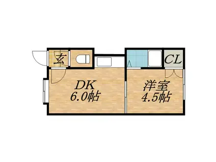 北10条ファミリーハイツ(1DK/2階)の間取り写真