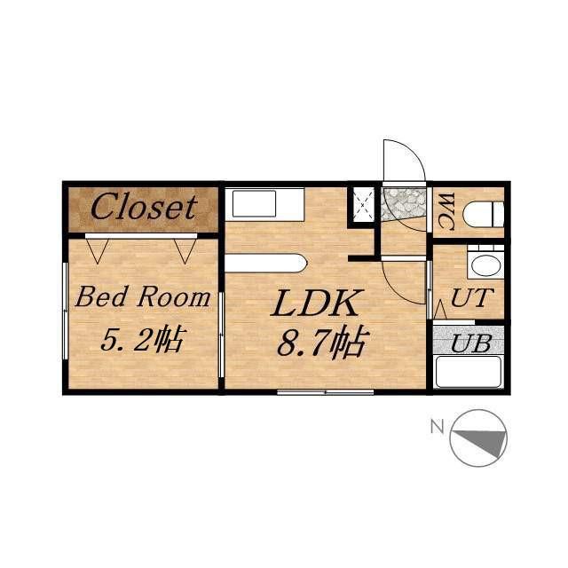 ベルメゾン北20(1LDK/2階)の間取り写真