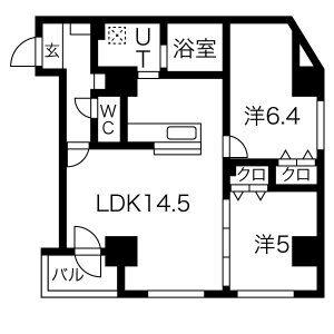 OROMONTE二十四軒(2LDK/7階)の間取り写真