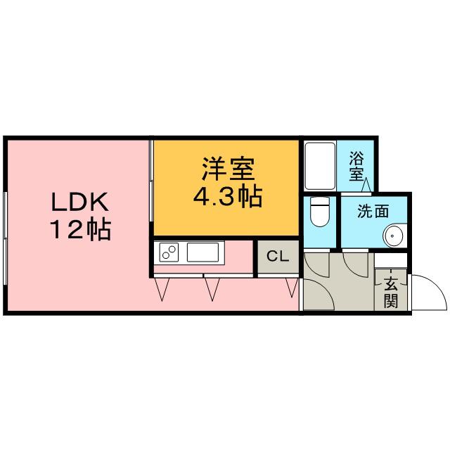 E-ONE(1LDK/8階)の間取り写真