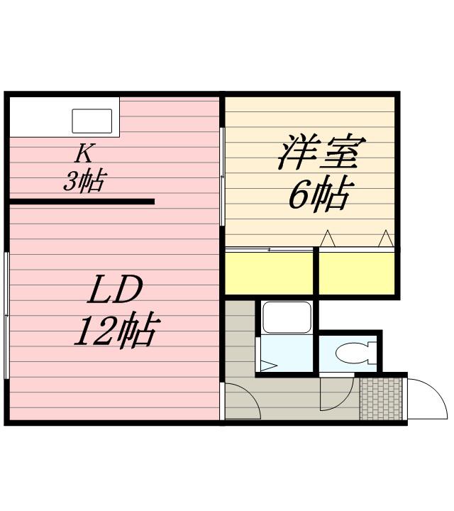 札幌市東豊線 北１３条東駅 徒歩3分 2階建 築64年(1LDK/2階)の間取り写真