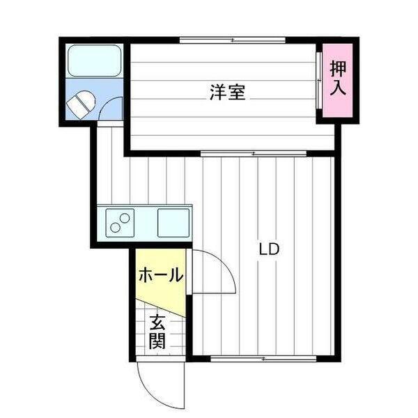 川村ハウスB(1LDK/2階)の間取り写真