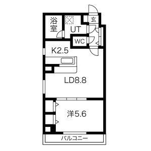 プライムコート北円山(1LDK/3階)の間取り写真