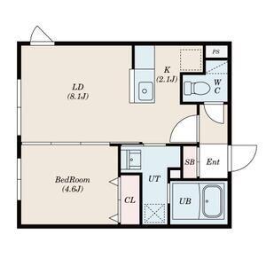 GRANDUKE永山公園通(1LDK/2階)の間取り写真