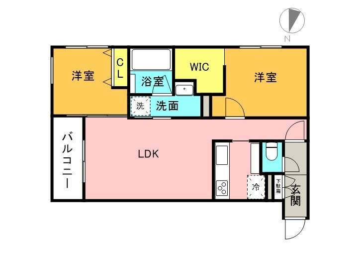 エフュート北19条(2LDK/5階)の間取り写真