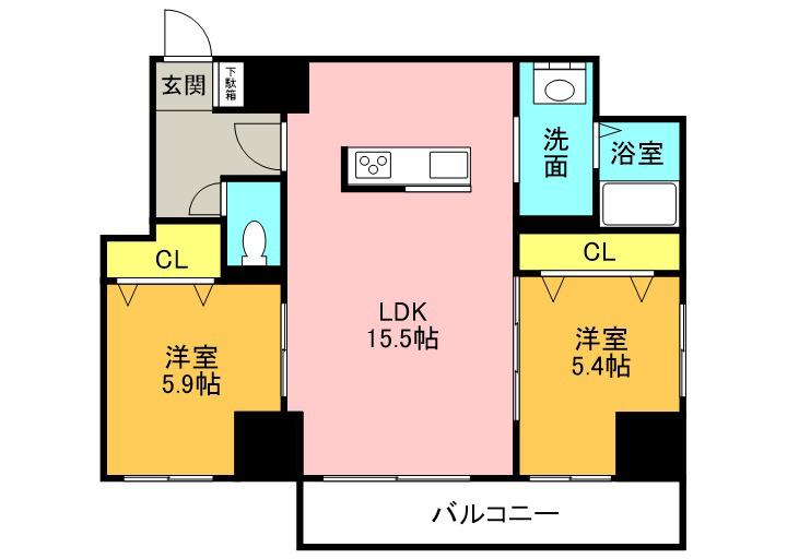グラン札幌(2LDK/3階)の間取り写真