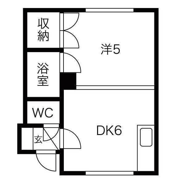 麻生創成館Ⅰ(1DK/1階)の間取り写真