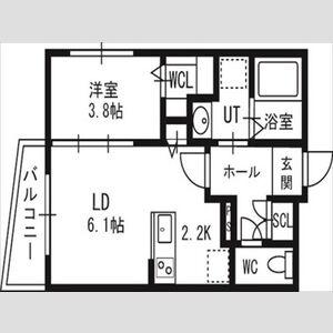 アルファスクエア北12西3(1LDK/1階)の間取り写真