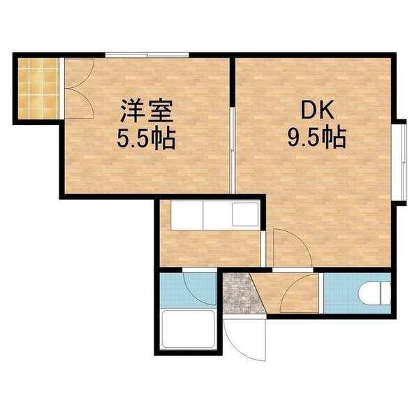 エントピア北26(1LDK/2階)の間取り写真