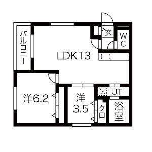 PRECIOUS KITA24(2LDK/3階)の間取り写真
