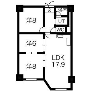 宮の森グランドハイツ(3LDK/3階)の間取り写真