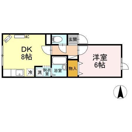 グリーンハイツ(1LDK/2階)の間取り写真