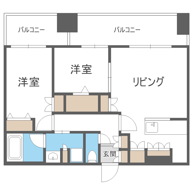 MJ SQUARE KOTONI(2LDK/3階)の間取り写真