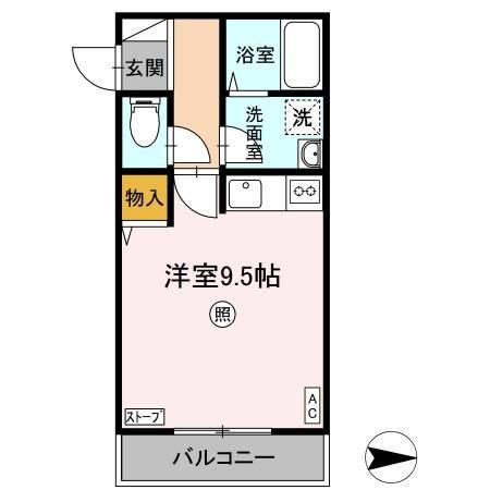 シャトーN43(ワンルーム/2階)の間取り写真