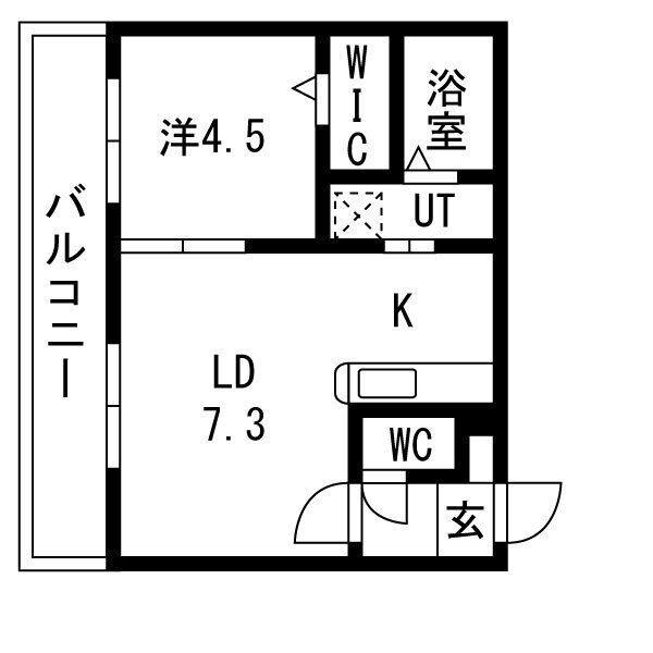 URBAN STAGE 北20条(1LDK/4階)の間取り写真