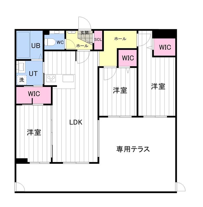 ONE YAMAHANA(3LDK/1階)の間取り写真