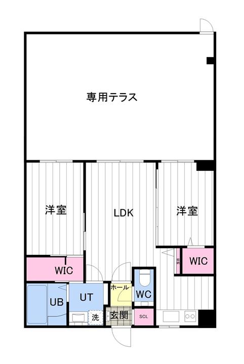 ONE YAMAHANA(2LDK/1階)の間取り写真