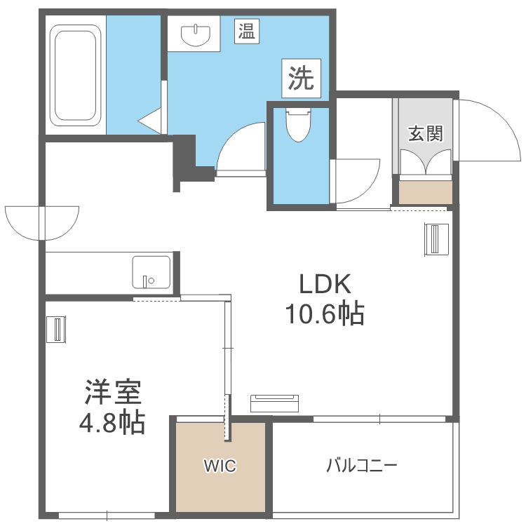 エフュート北円山(1LDK/2階)の間取り写真