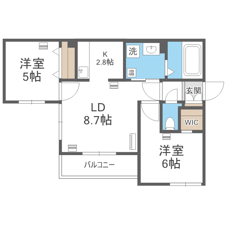エフュート宮の沢(2LDK/4階)の間取り写真