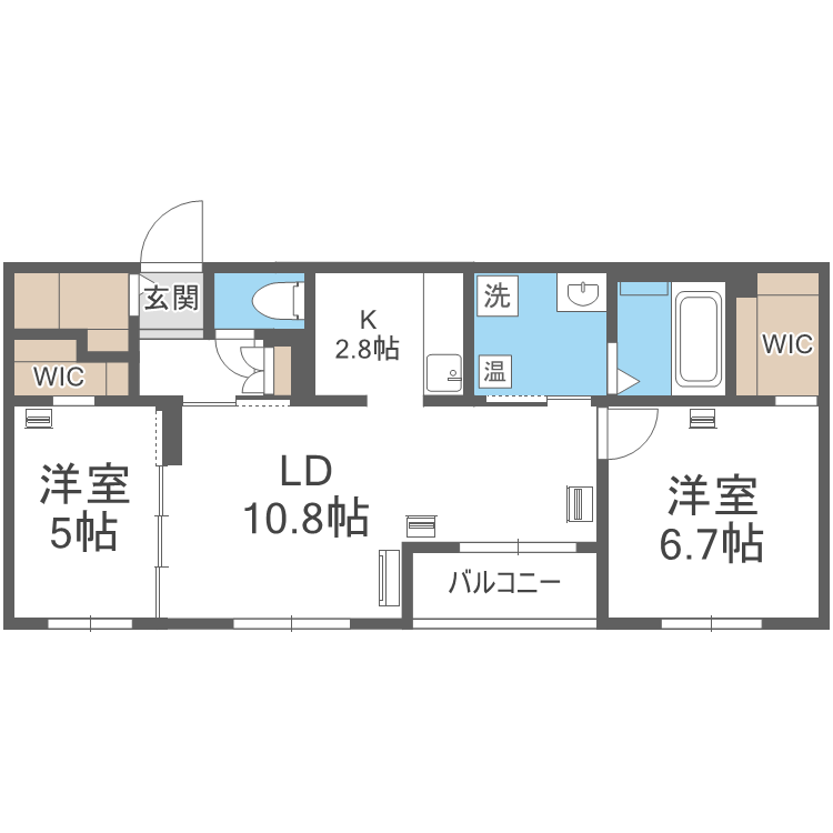 エフュート宮の沢(2LDK/2階)の間取り写真