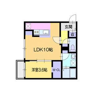 シューレジデンス元町(1LDK/4階)の間取り写真