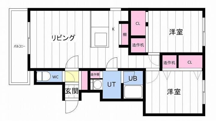 フラット佳月(2LDK/3階)の間取り写真