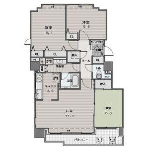 東急ドエルアルス知事公館(3LDK/3階)の間取り写真