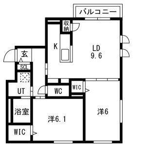 アルファスクエアN2(2LDK/3階)の間取り写真