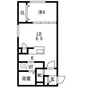 アルファスクエアN2(1LDK/2階)の間取り写真