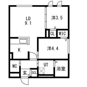 アルファスクエアN2(2LDK/3階)の間取り写真