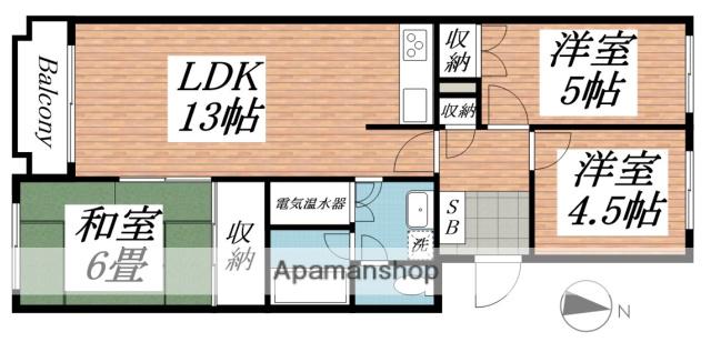 ライオンズマンション円山(3LDK/4階)の間取り写真