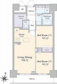 ジュノール札幌植物園(2LDK/9階)の間取り写真