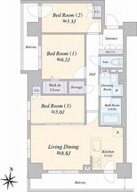 ジュノール札幌植物園(3LDK/6階)の間取り写真