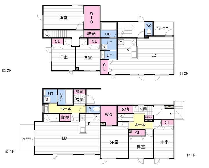 LEAFY FORET B棟(3LDK/1階)の間取り写真