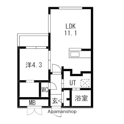 LUMIERE KOTONI GA-琴(1LDK/5階)の間取り写真